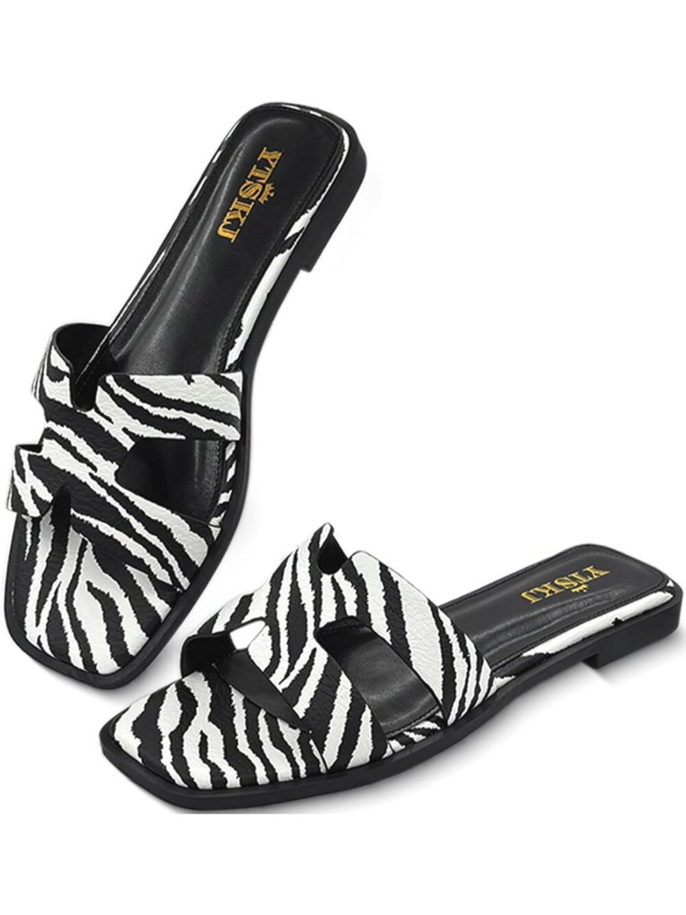 🆕Women's Zebra Comfortable Flat Open Toe Casual Wide Width Cute Shoes